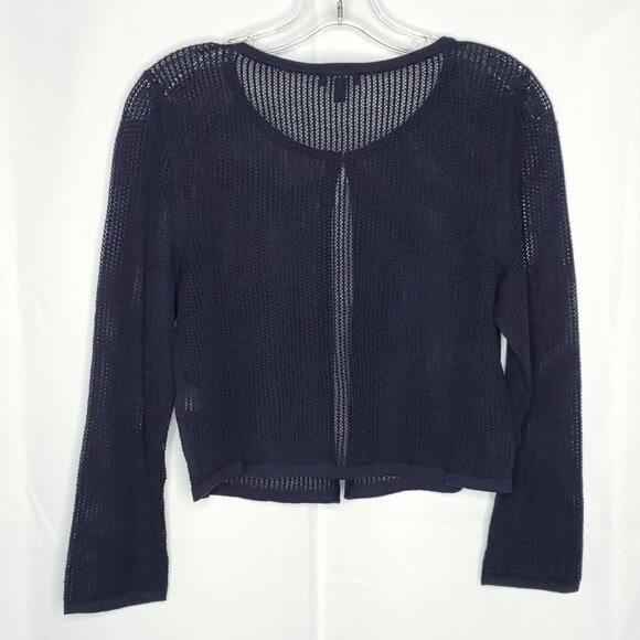 Talbots Bolero Shrug M Navy Blue 3/4 Sleeve Lightweight Open Stitch $85 - Picture 2 of 6